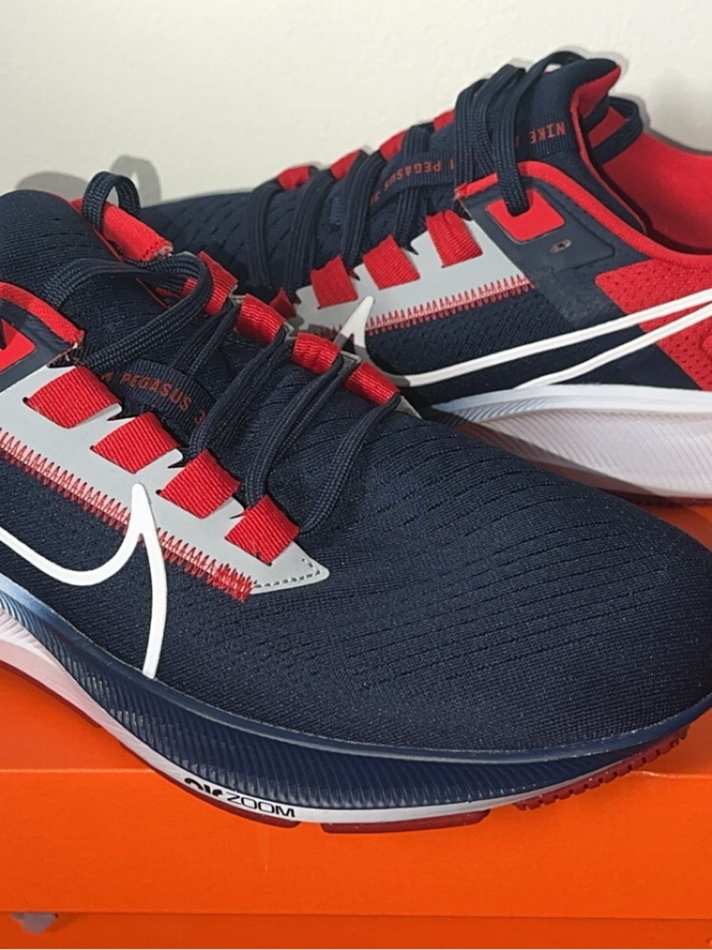Nike New England Patriots Men's Air Zoom Pegasus Running Shoes - Navy/Red/White